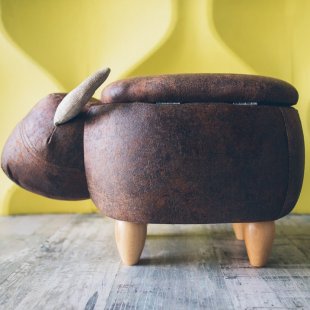 Pouf Bychok, dark brown, with a box and a lid
