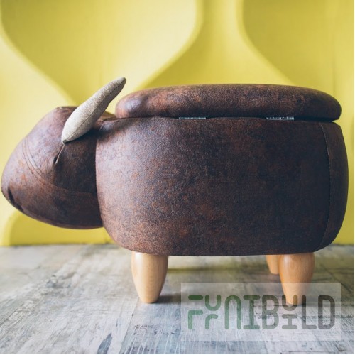 Pouf Bychok, dark brown, with a box and a lid