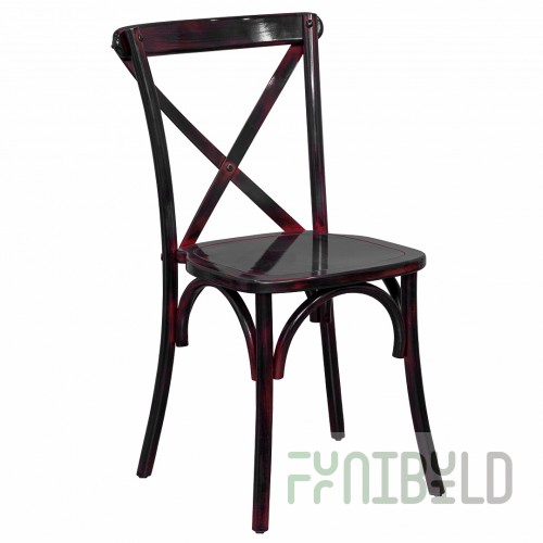Crossback chair, black and red patina
