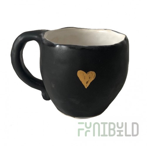 Cup black gold heart