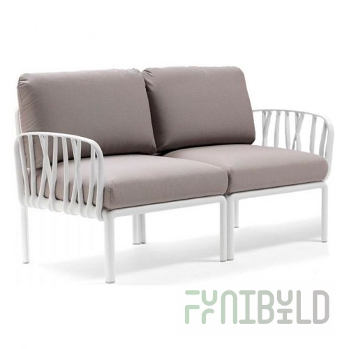 Plastic sofa with cushions Komodo 2, white/gray