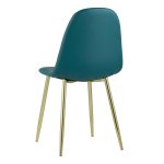 Valencia chair, dark green eco-leather, golden legs