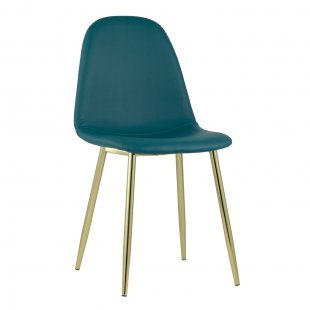 Valencia chair, dark green eco-leather, golden legs