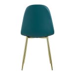 Valencia chair, dark green eco-leather, golden legs