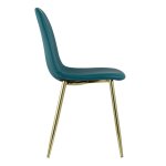 Valencia chair, dark green eco-leather, golden legs