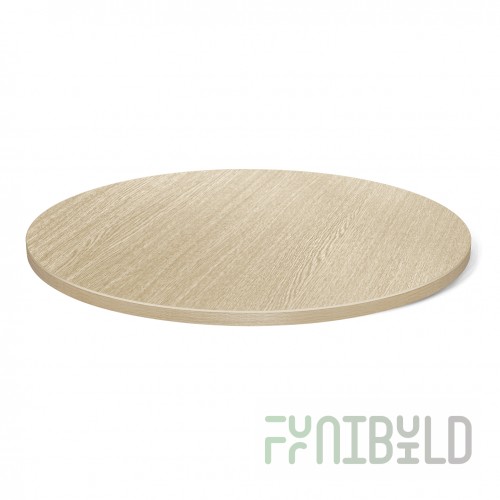 Table top chipboard, round, bleached oak