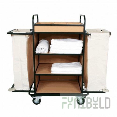 Maid trolley with MDF shelves and 2 bags for 110l light