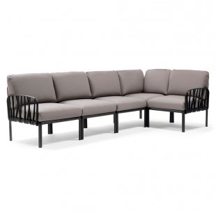 Plastic sofa with cushions Komodo 5 anthracite/gray