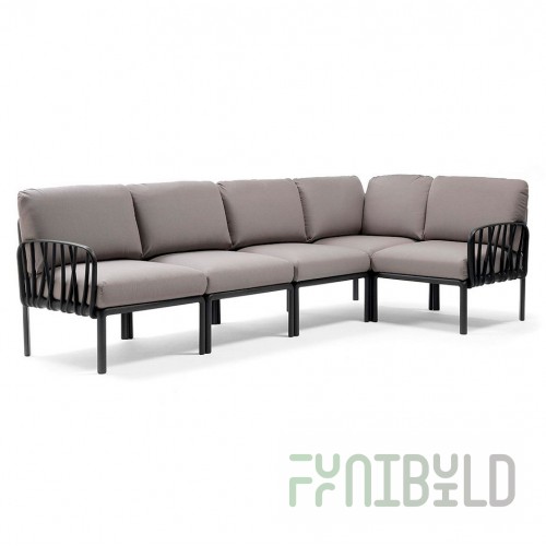 Plastic sofa with cushions Komodo 5 anthracite/gray