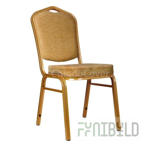 Chair Hit 25mm - gold, chenille dark beige