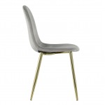 Valencia chair, grey velour, gold legs