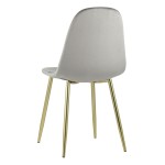 Valencia chair, grey velour, gold legs