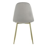 Valencia chair, grey velour, gold legs