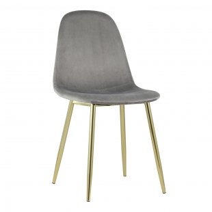 Valencia chair, grey velour, gold legs