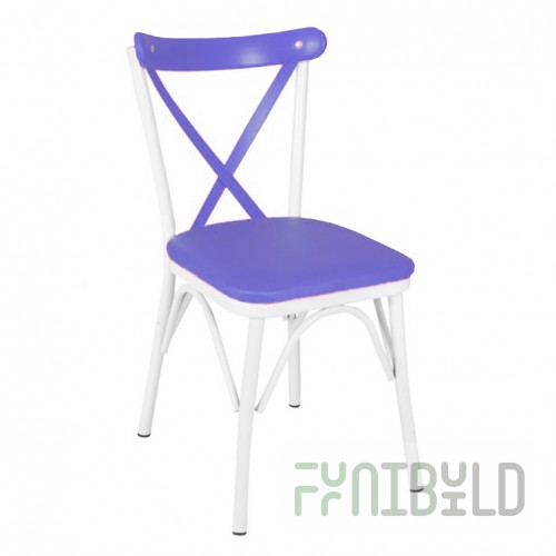 Crossback chair white/blue