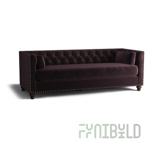 Chesterfield Florence Sofa Bed Three-Seater Folding Purple