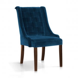 Prince velvet chair, dark blue, walnut legs, BL86