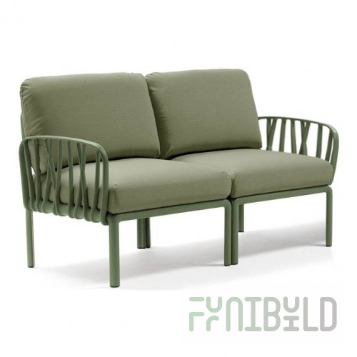 Plastic sofa with cushions Komodo 2, frame color agave, upholstery jungle