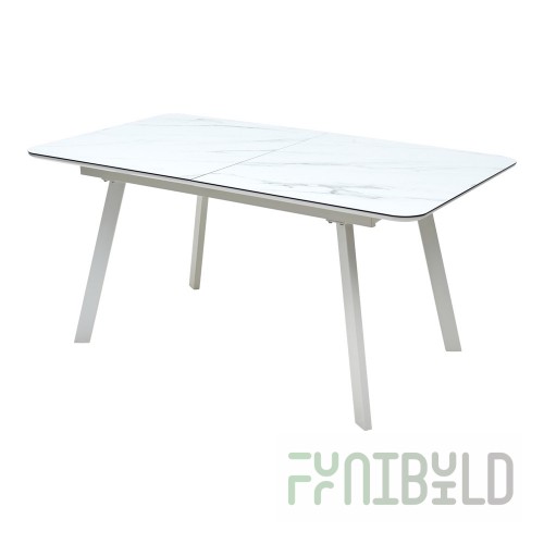 Table Aruba 140 white glazed glass