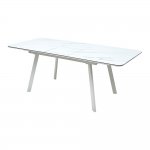 Table Aruba 140 white glazed glass
