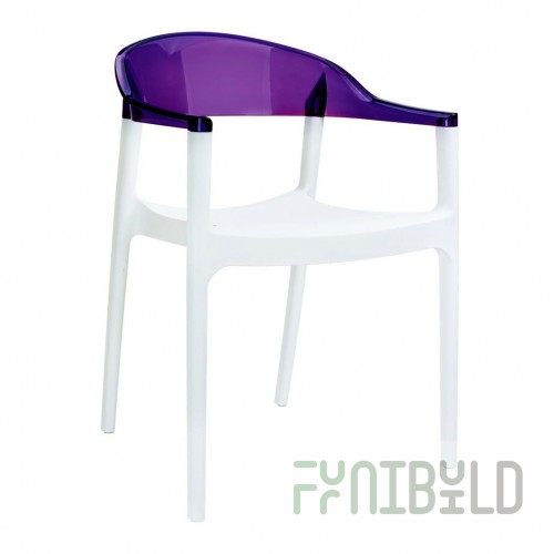 Plastic chair Carmen, white/purple