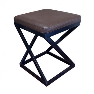 Loft stool, black frame, eco-leather chocolate