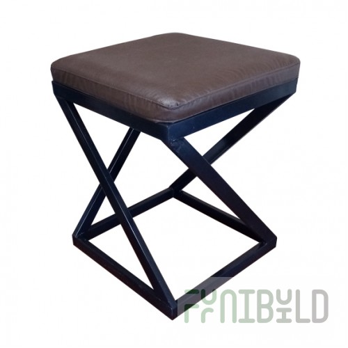 Loft stool, black frame, eco-leather chocolate