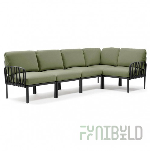 Plastic sofa with cushions Komodo 5 anthracite/jungle