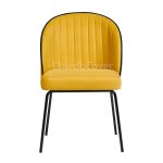 Tony chair, yellow/black velveteen, black metal legs