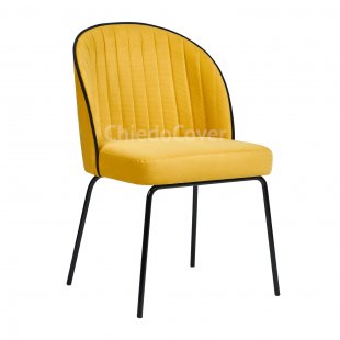 Tony chair, yellow/black velveteen, black metal legs