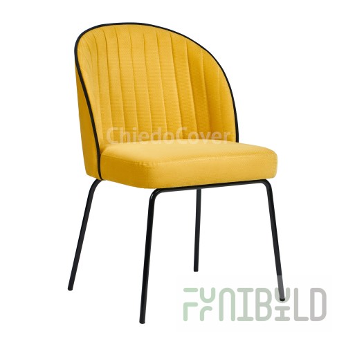Tony chair, yellow/black velveteen, black metal legs