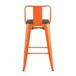 Tolix Wood semi-bar stool with backrest orange glossy