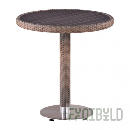 Motel Faux Rattan Wicker Table, Fawn