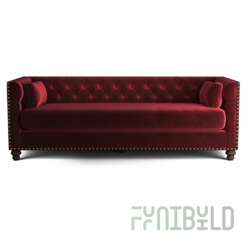 Chesterfield Florence sofa bed three-seater folding red