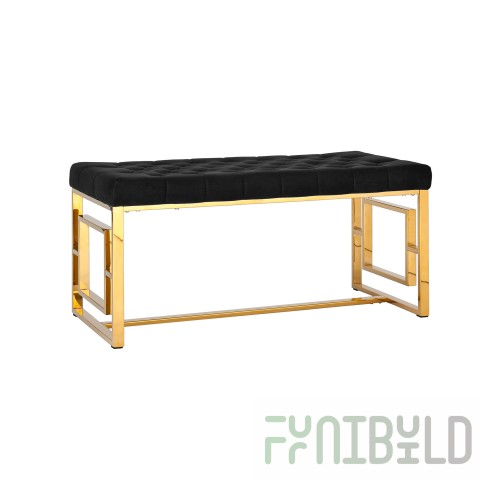 Brooklyn bench, black velvet, gold