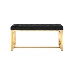 Brooklyn bench, black velvet, gold