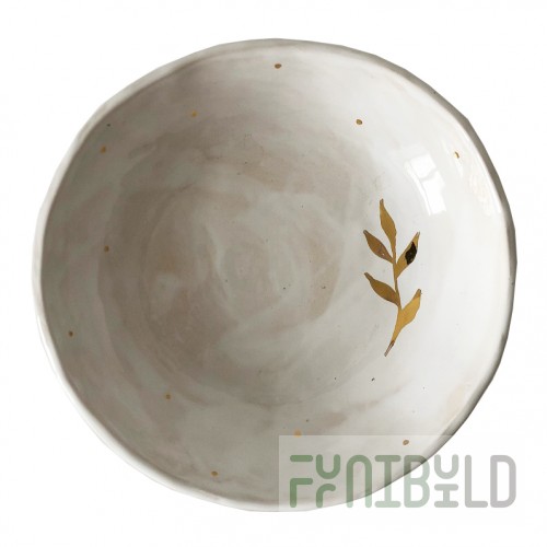 Shallow dinner plate with leaflet
