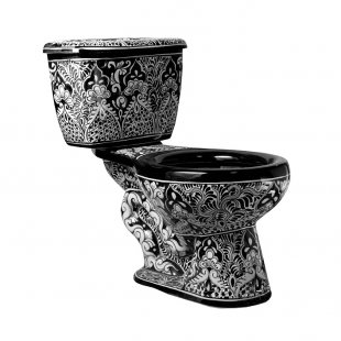 Toilet Talavera Black and White Mexican