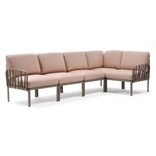 Plastic sofa with cushions Komodo 5 tortora/ pink