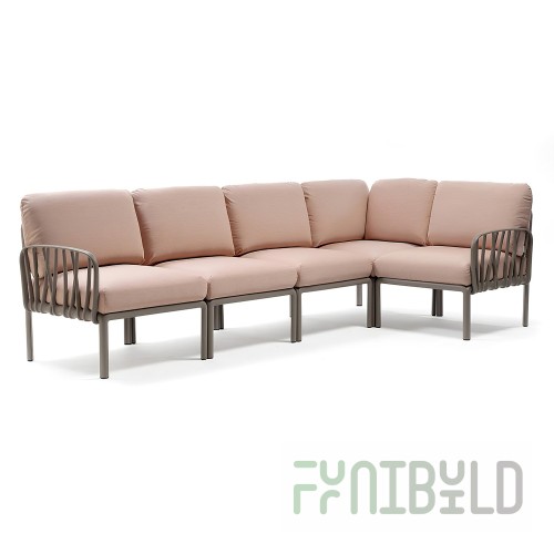 Plastic sofa with cushions Komodo 5 tortora/ pink