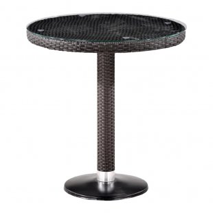 Woven table made of artificial rattan Ohrim, brown