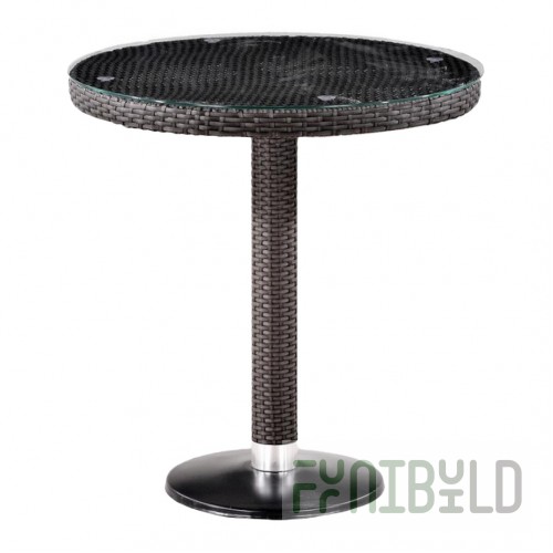 Woven table made of artificial rattan Ohrim, brown