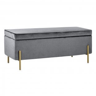 Tudor bench with drawer velour grey
