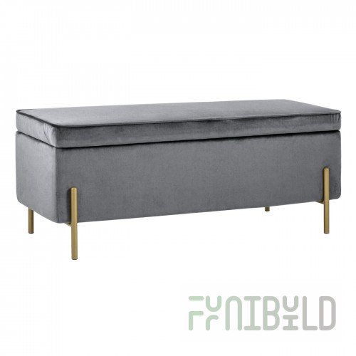 Tudor bench with drawer velour grey