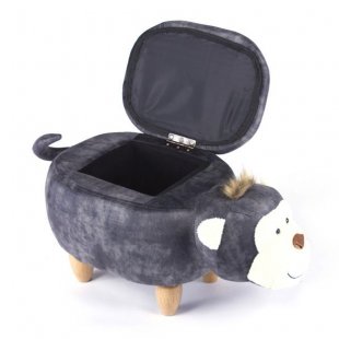 Pouf Monkey with storage compartment dark gray