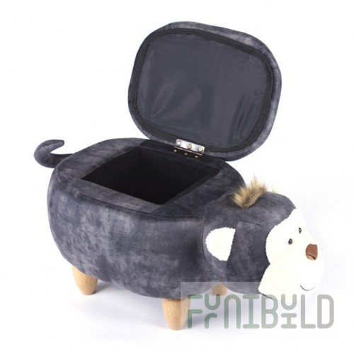 Pouf Monkey with storage compartment dark gray