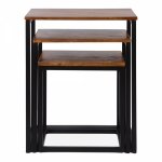 Mercer table, dark brown top, black frame