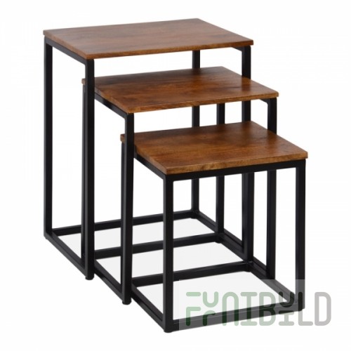Mercer table, dark brown top, black frame