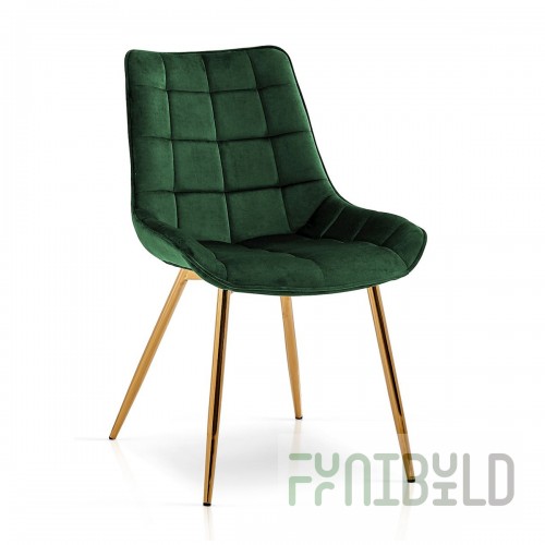 Kair chair, green, gold legs