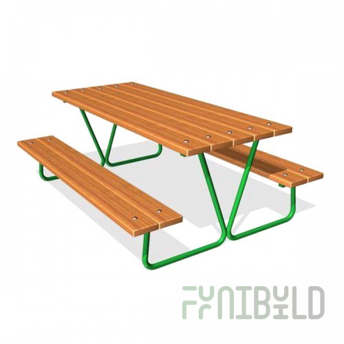 Outdoor table with benches M1